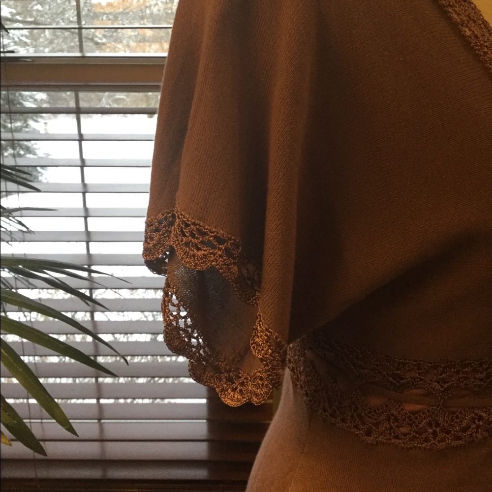 Front Tie Sweater with Crochet Trim - Picture 6 of 8